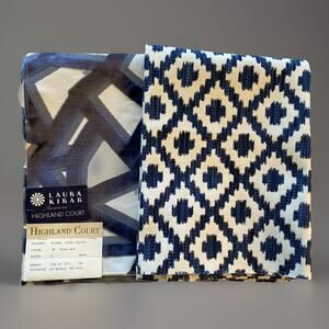 2 Fabric Samples HIGHLAND COURT Laura Kirar Scalamandre Malay Ikat Blue Violet